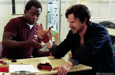 Stephen with his physical therapist. | Dr strange movie, Dr strange, Best marvel movies